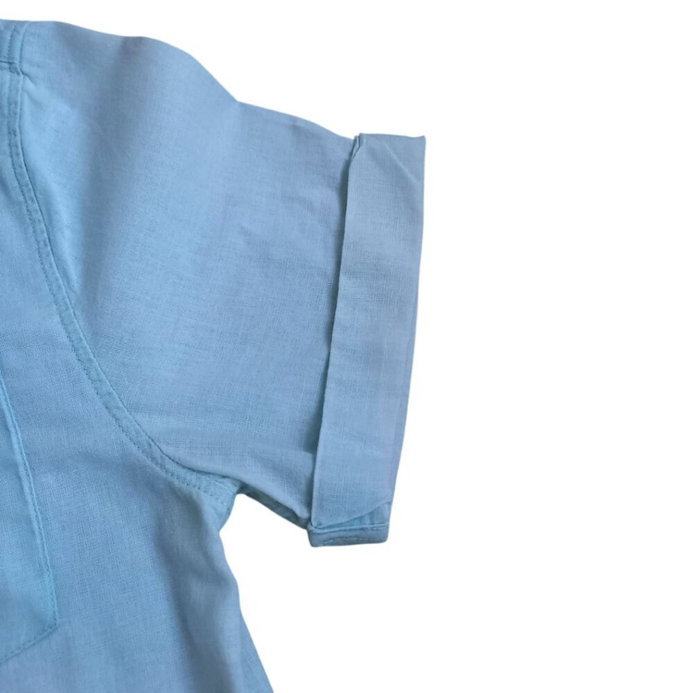ZARA Boys Light Blue Button Down Shirt Size 13-14 (164 cm) Short Sleeve - Picture 3 of 7